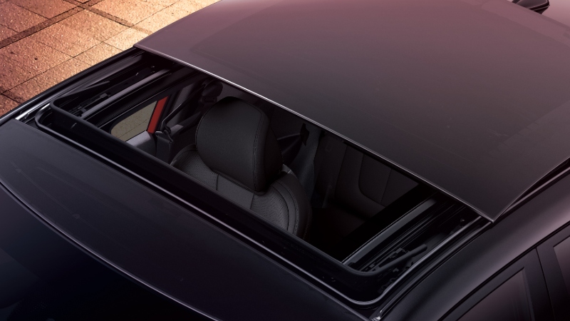 Full-width glass sunroof.