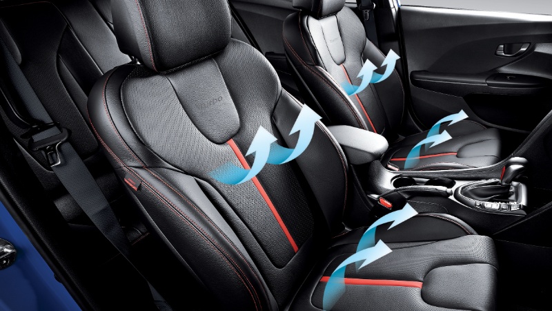 Leather-appointed <sup>[H2]</sup>heated and ventilated seats.